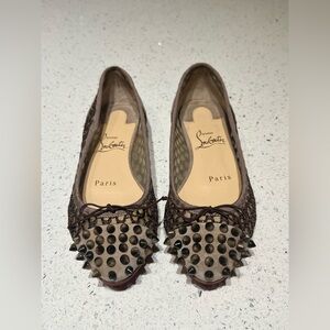 Christian louboutin suede spike captoe ballet flats